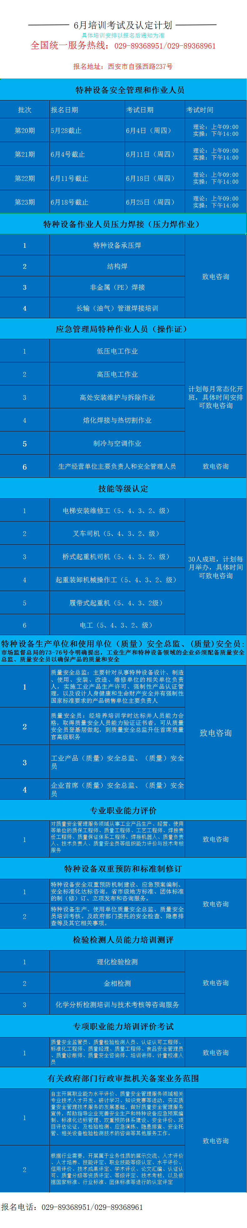 陕西省安全生产从业人员6月培训考试及技能等级认定计划